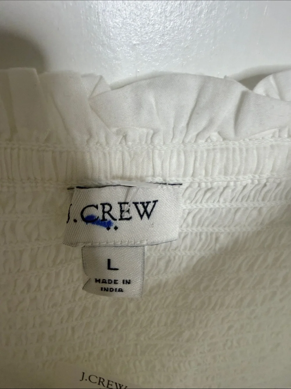 J. Crew White Smocked Tie-Shoulder Peplum Tank